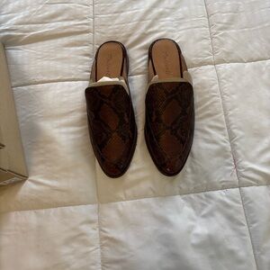 Madewell Francis Mule, snake embossed leather, maple glow multi